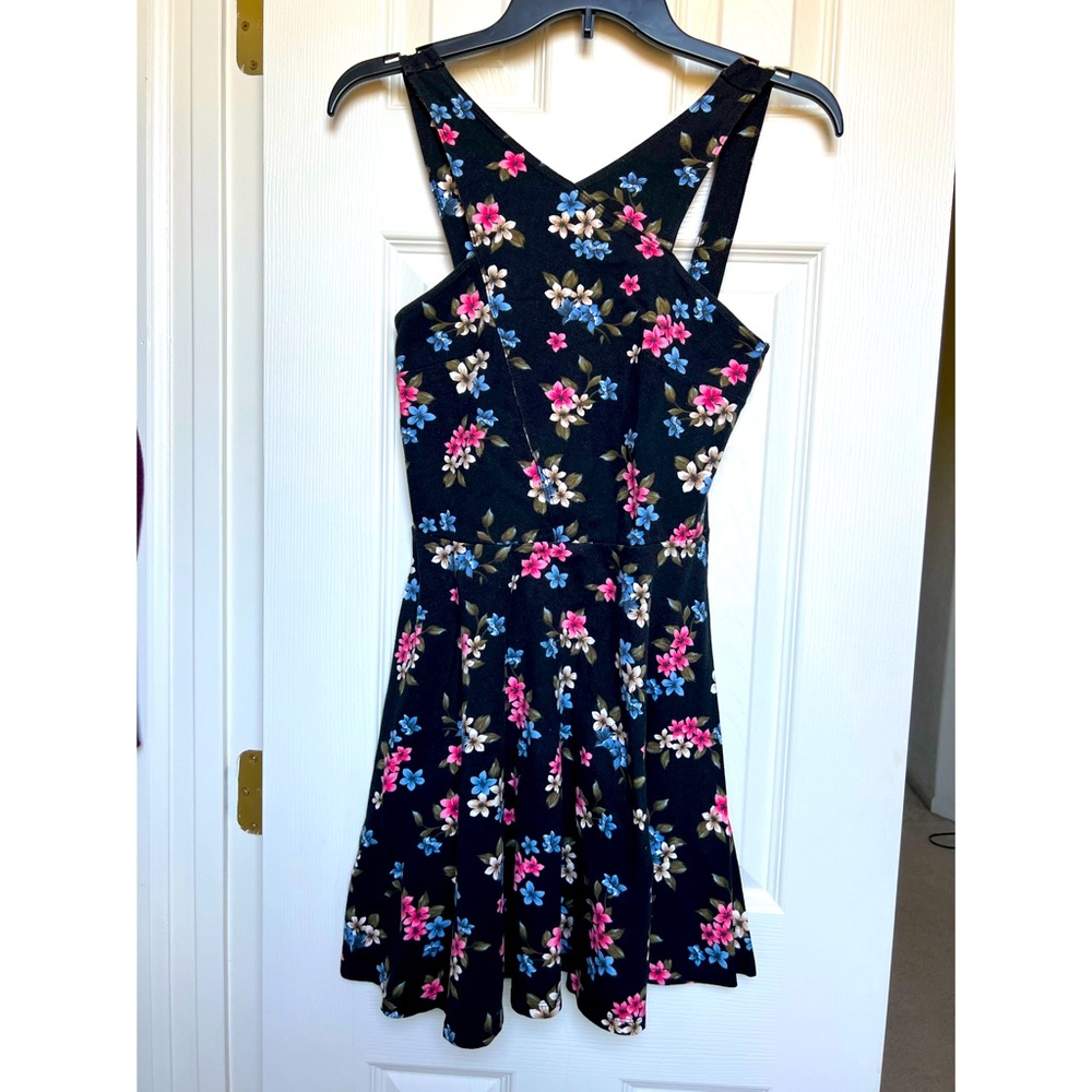 Halter fit and flare floral dress